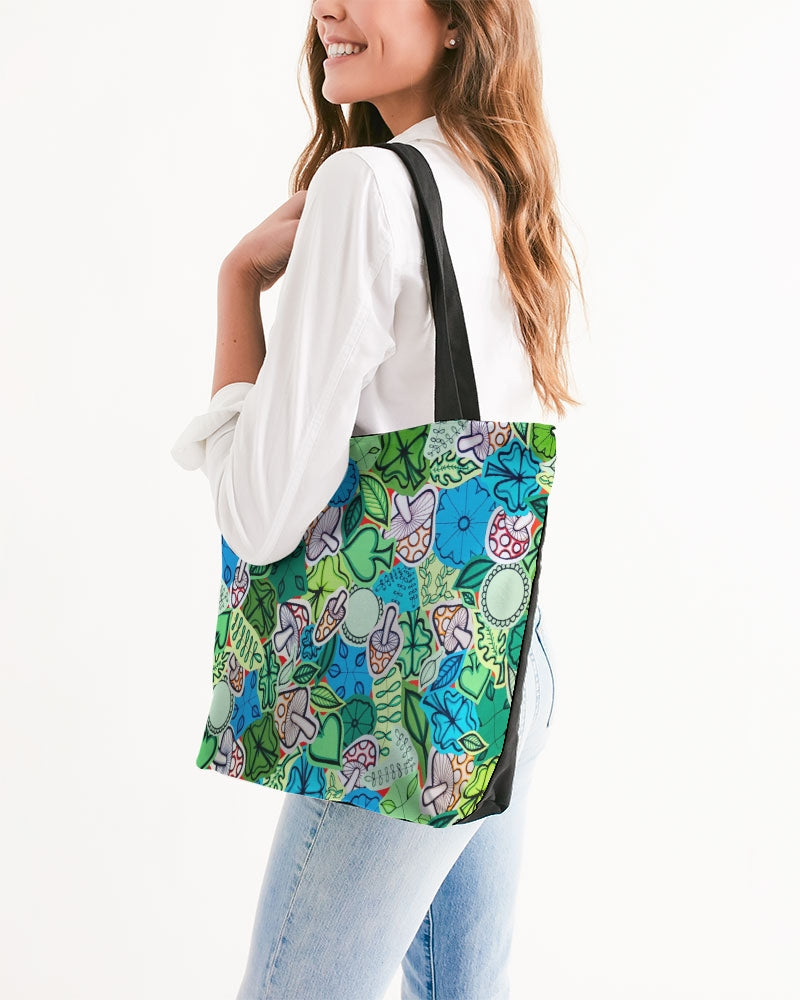 Fleurs et Trèfles Canvas Zip Tote