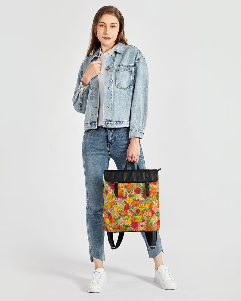 Citrouilles et Fleurs Casual Flap Backpack