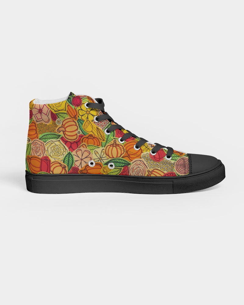 Citrouilles et Fleurs Women's Hightop Canvas Shoe - Black