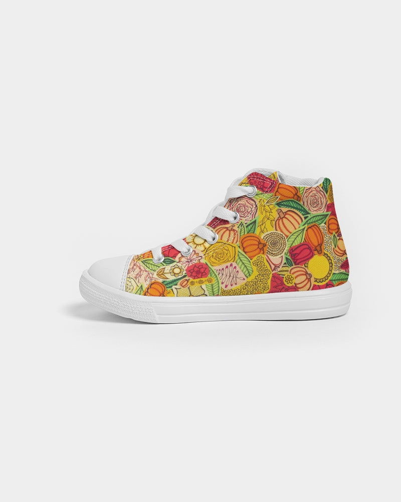 Citrouilles et Fleurs Kids Hightop Canvas Shoe