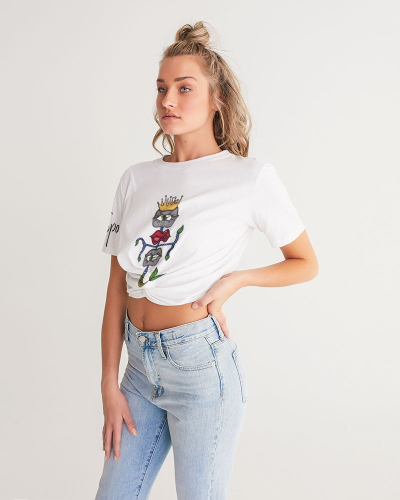 Phoebes Women's Twist-Front Cropped Tee