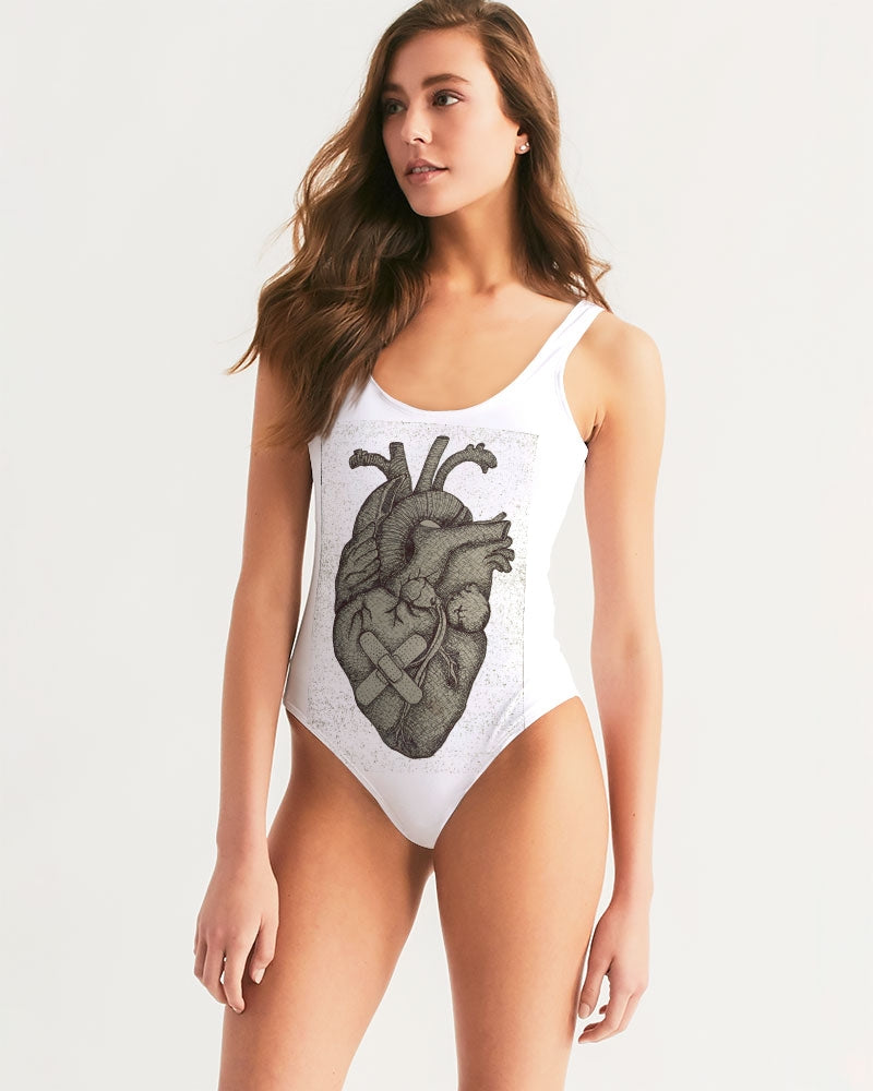 CrossHatched Heart Women's One-Piece Swimsuit