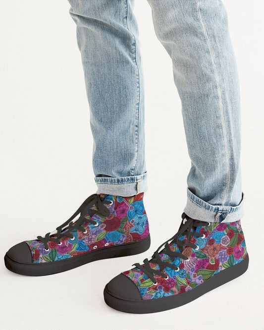 Les Fleurs Men's Hightop Canvas Shoe - Black