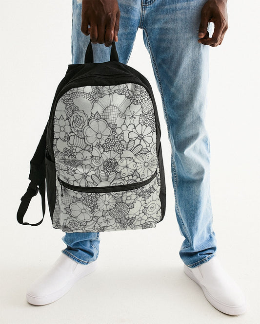 Les Fleurs - B&W Small Canvas Backpack