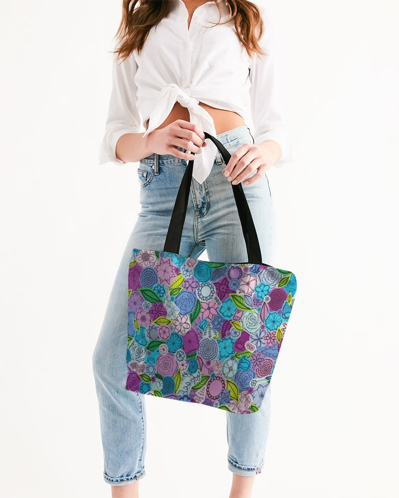 Les Fleurs Violettes Canvas Zip Tote