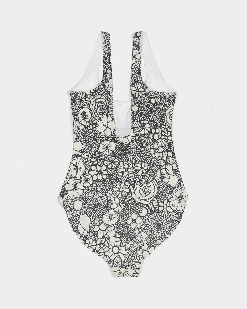 Floral Mini - B&W Women's One-Piece Swimsuit