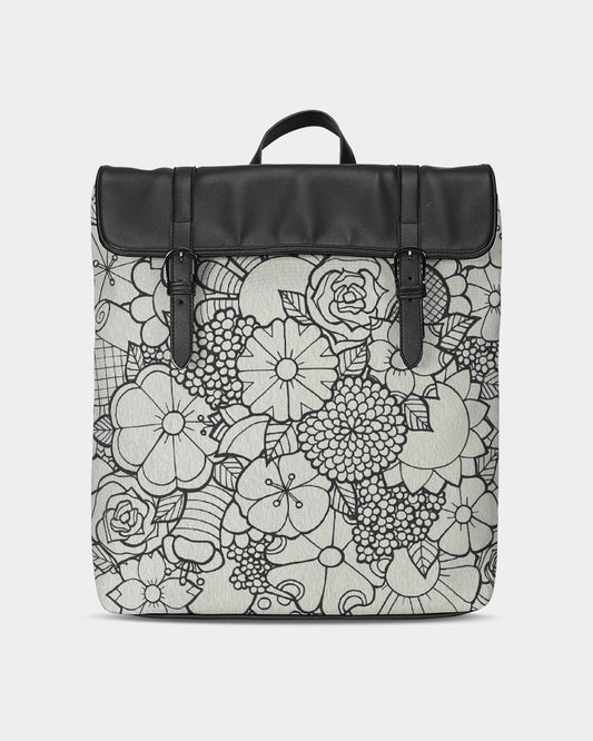 Les Fleurs - B&W Casual Flap Backpack