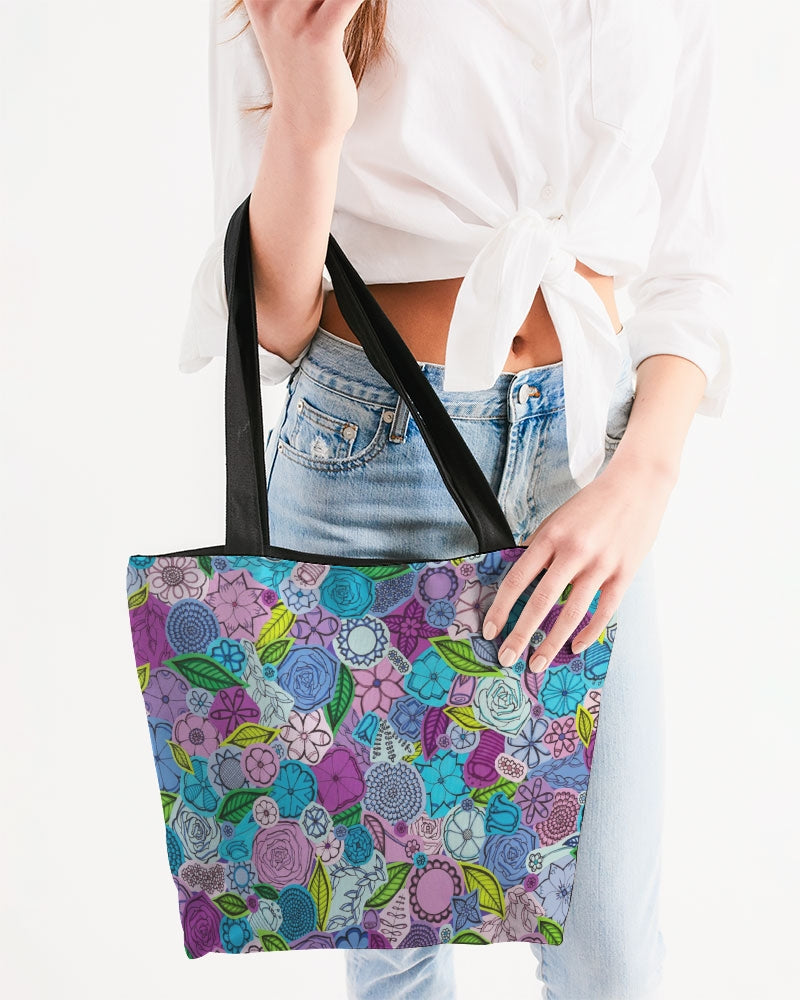 Les Fleurs Violettes Canvas Zip Tote