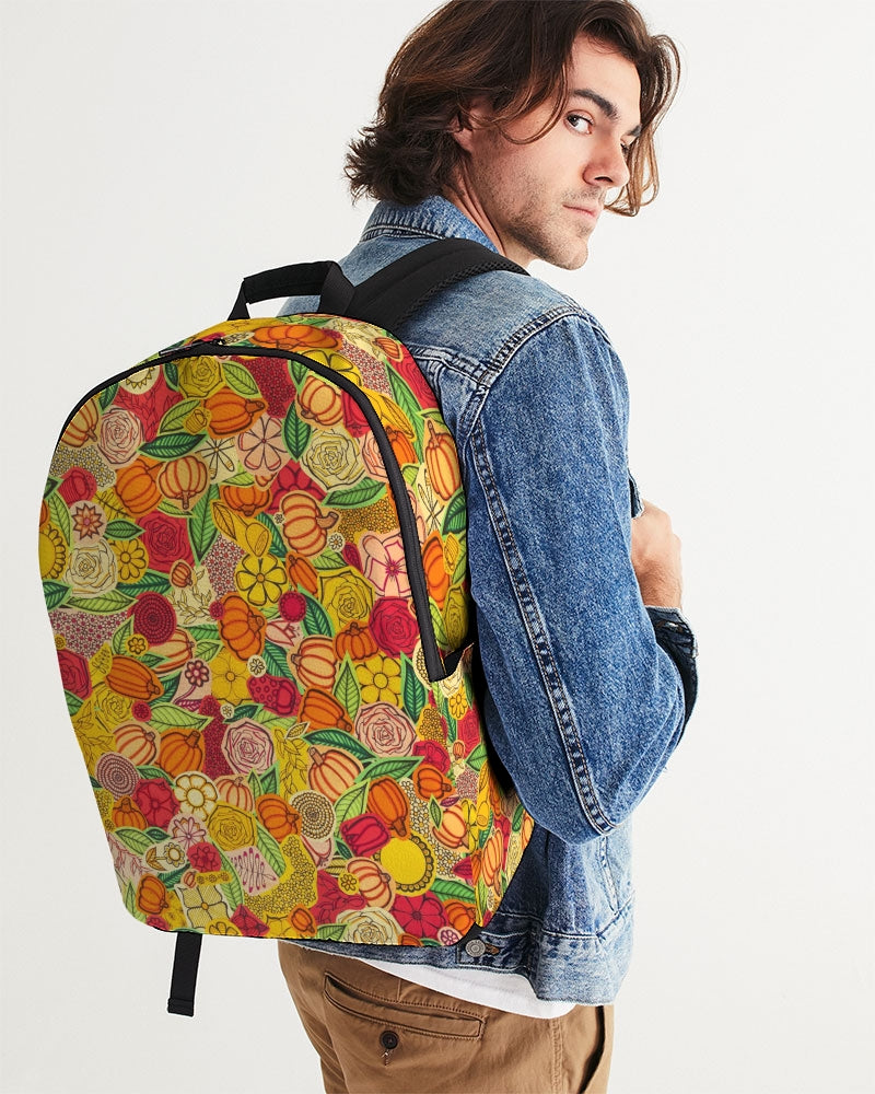 Citrouilles et Fleurs Large Backpack