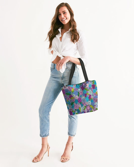 Les Fleurs Violettes Canvas Zip Tote