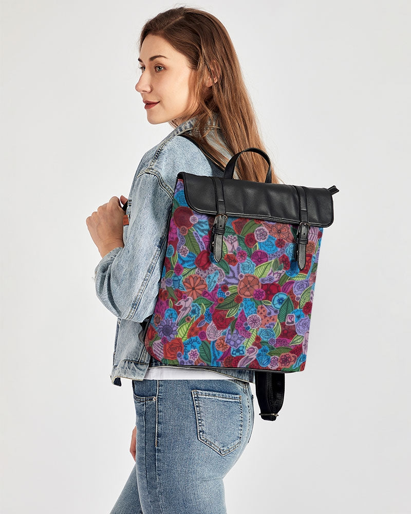 Les Fleurs Casual Flap Backpack