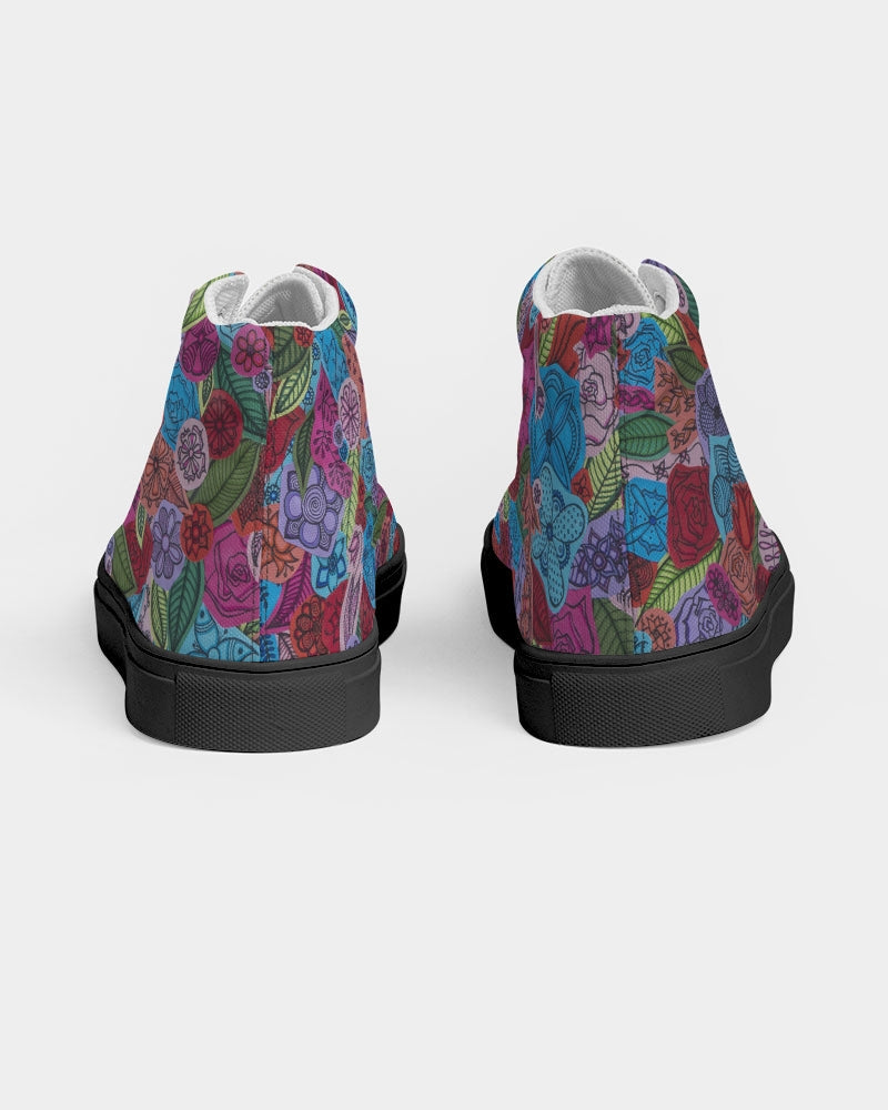 Les Fleurs Women's Hightop Canvas Shoe - Black