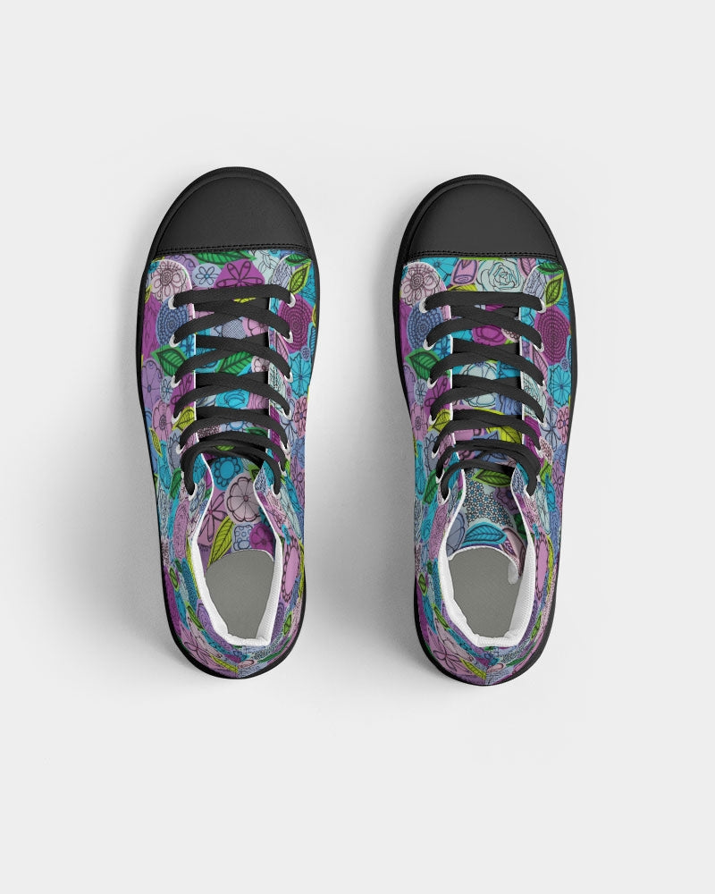 Les Fleurs Violettes Women's Hightop Canvas Shoe - Black