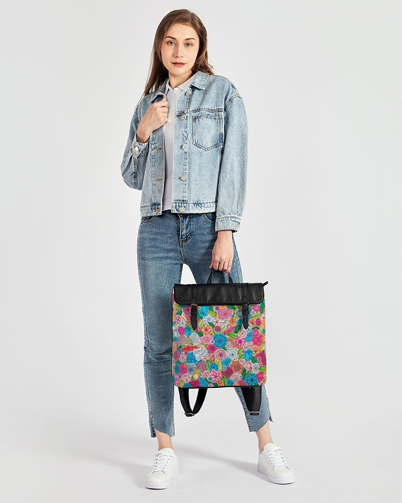 Fleurs de Printemps Casual Flap Backpack