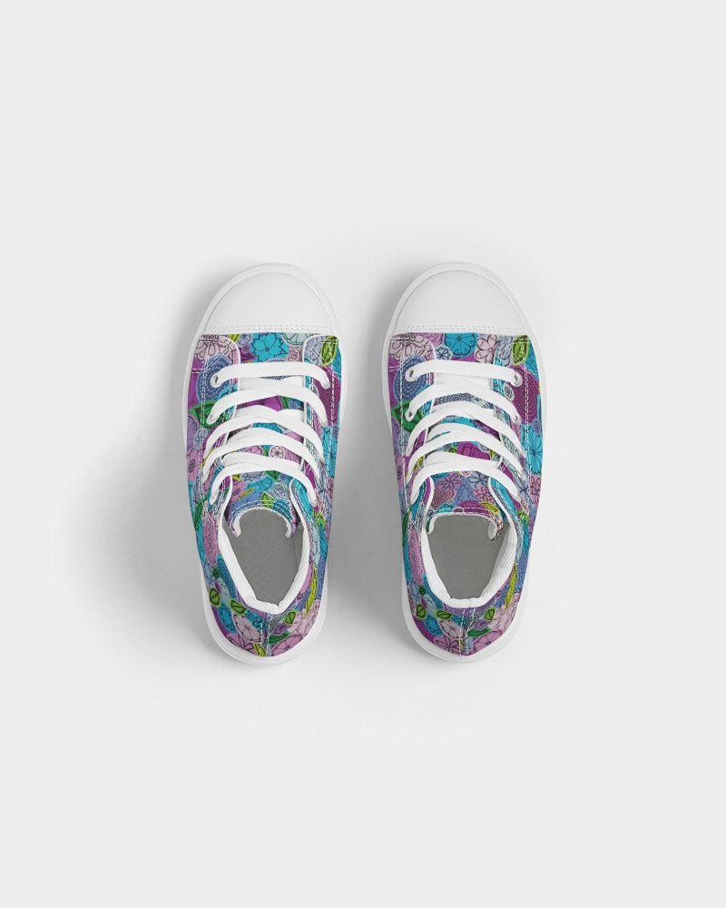 Les Fleurs Violettes Kids Hightop Canvas Shoe