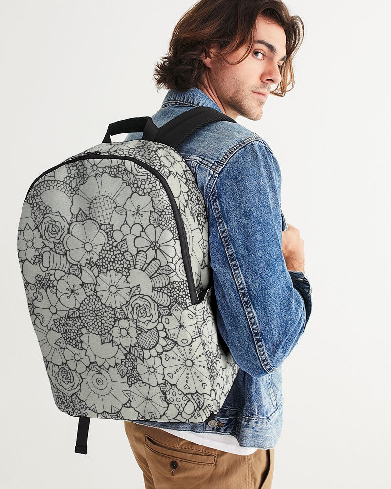 Les Fleurs - B&W Large Backpack