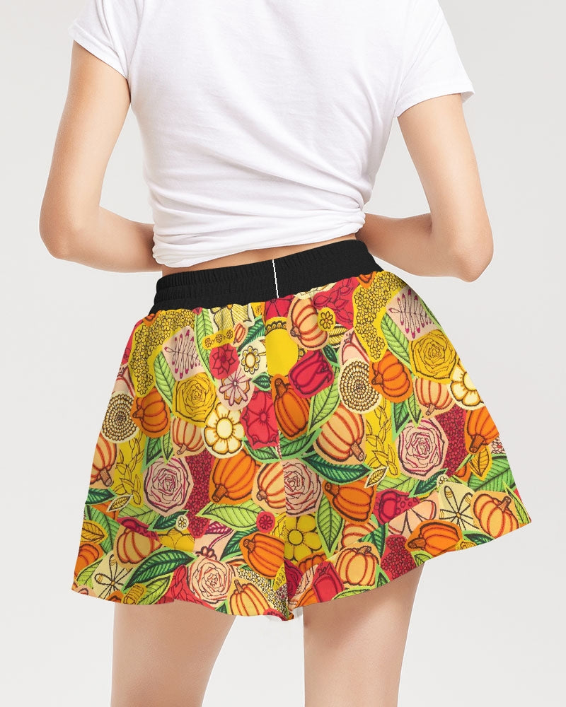 Citrouilles et Fleurs Women's Ruffle Shorts