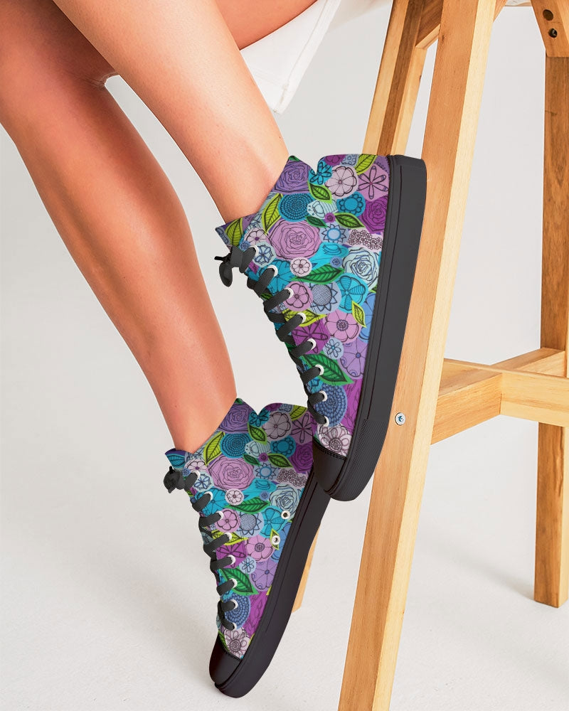 Les Fleurs Violettes Women's Hightop Canvas Shoe - Black