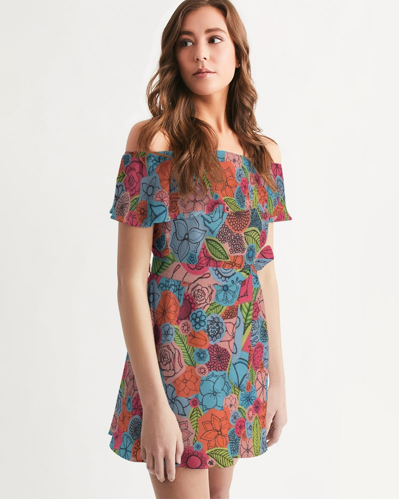 Les Deuxièmes Fleurs Women's Off-Shoulder Dress