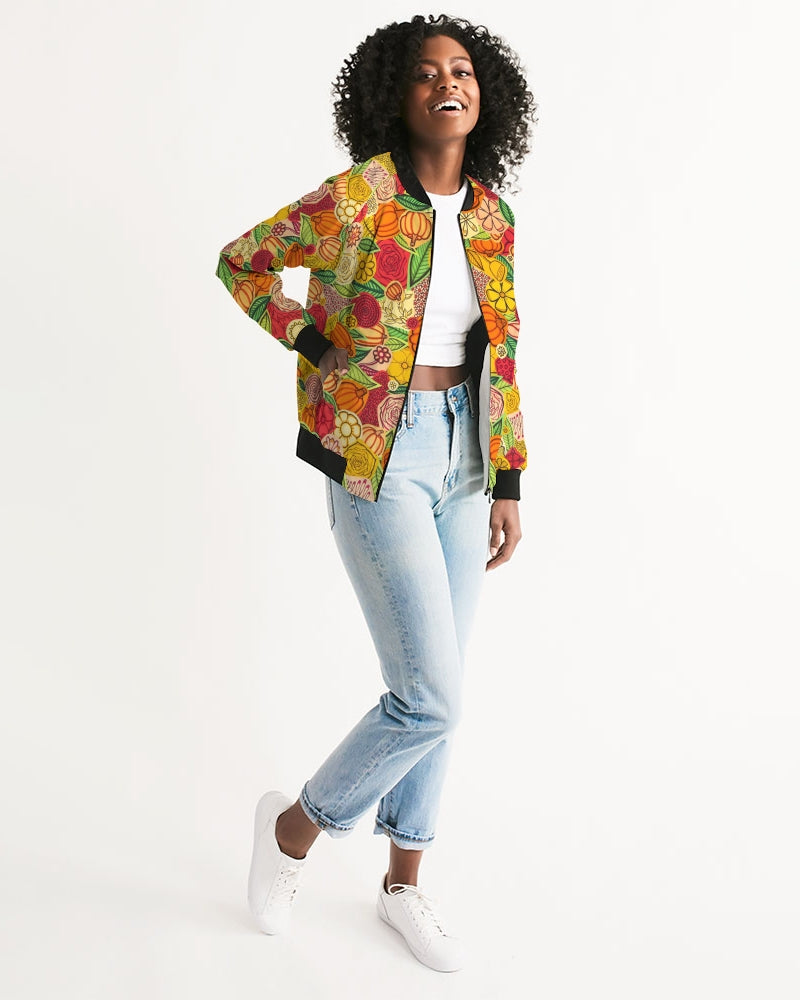 Citrouilles et Fleurs Women's Bomber Jacket