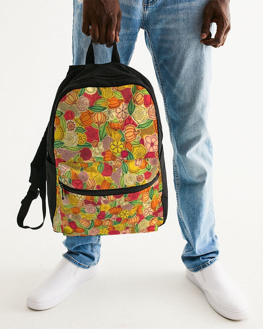 Citrouilles et Fleurs Small Canvas Backpack