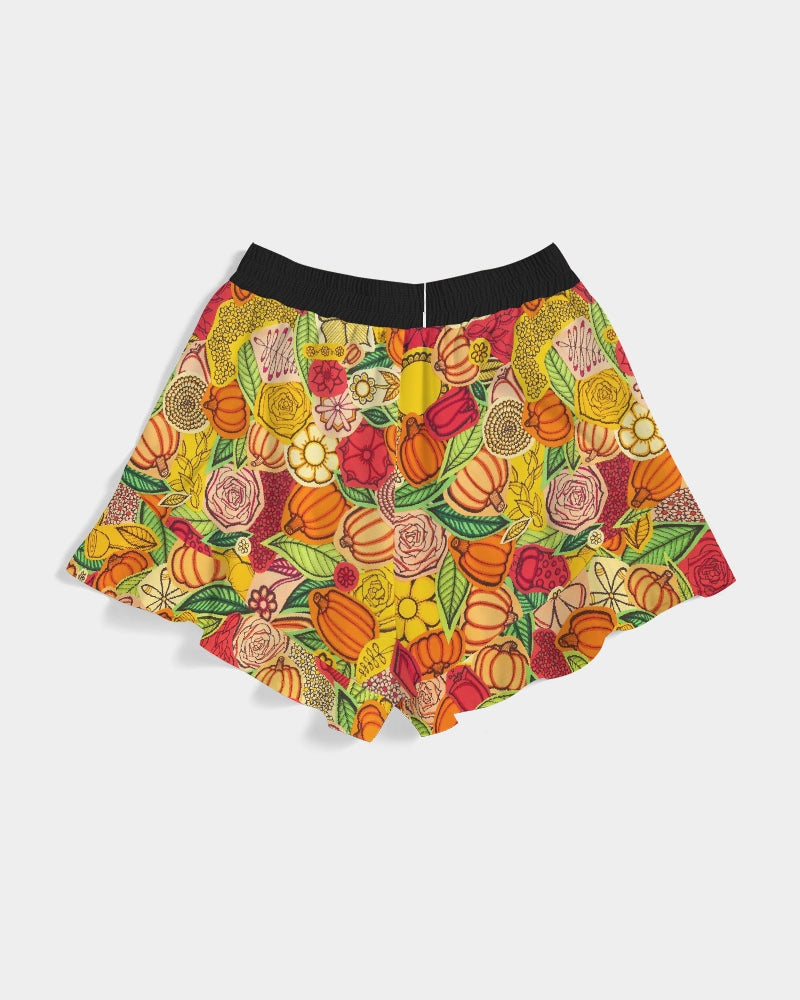 Citrouilles et Fleurs Women's Ruffle Shorts