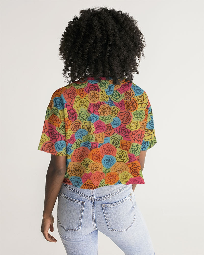 Les Fleurs en Roses Women's Lounge Cropped Tee