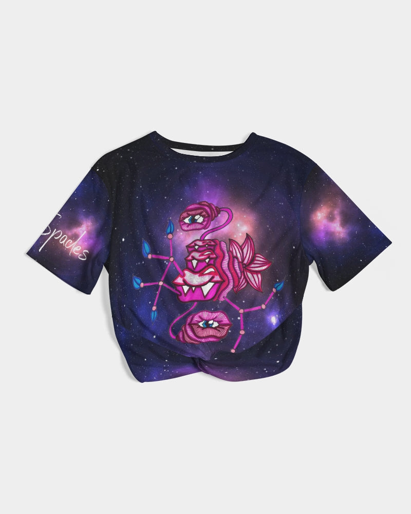 Galaxy 3 Women's Twist-Front Cropped Tee