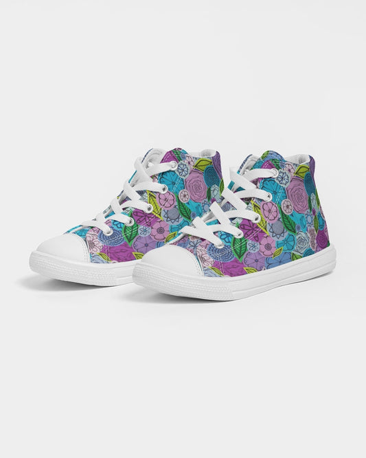 Les Fleurs Violettes Kids Hightop Canvas Shoe