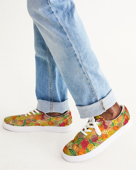 Citrouilles et Fleurs Men's Lace Up Canvas Shoe