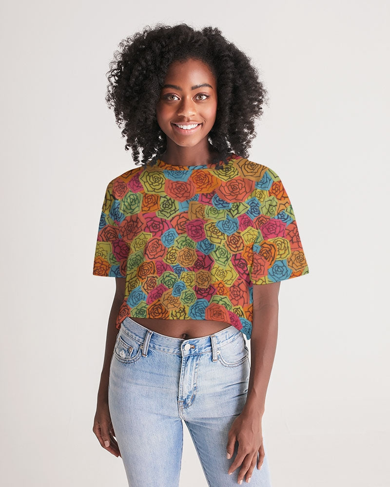 Les Fleurs en Roses Women's Lounge Cropped Tee