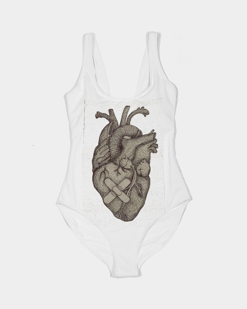 CrossHatched Heart Women's One-Piece Swimsuit