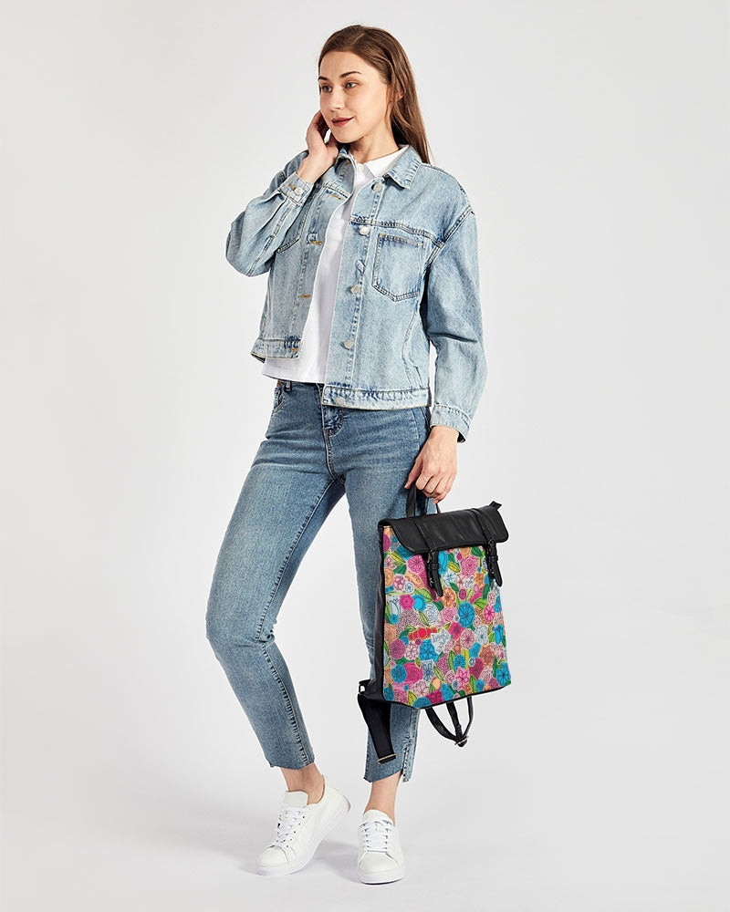 Fleurs de Printemps Casual Flap Backpack