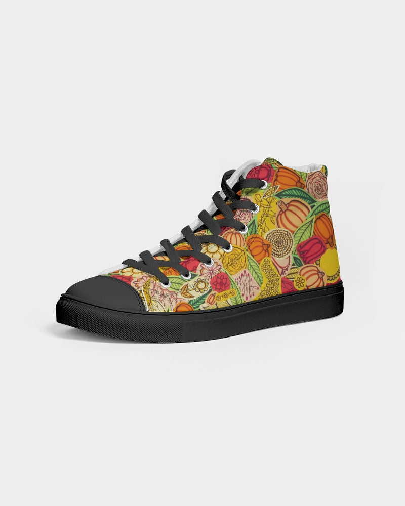 Citrouilles et Fleurs Women's Hightop Canvas Shoe - Black