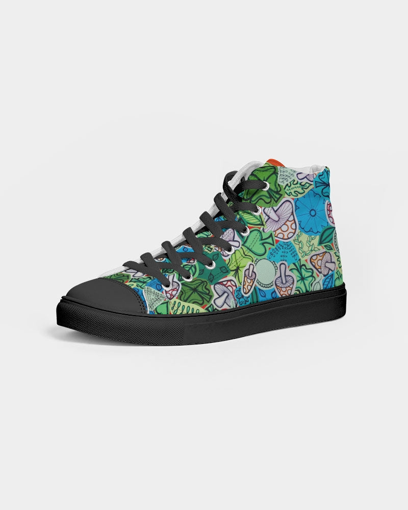 Fleurs et Trèfles Women's Hightop Canvas Shoe - Black