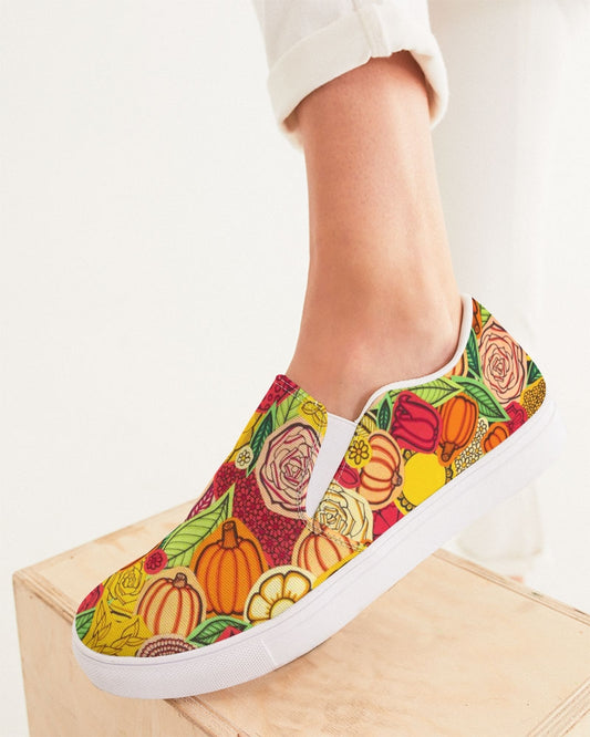 Citrouilles et Fleurs Women's Slip-On Canvas Shoe