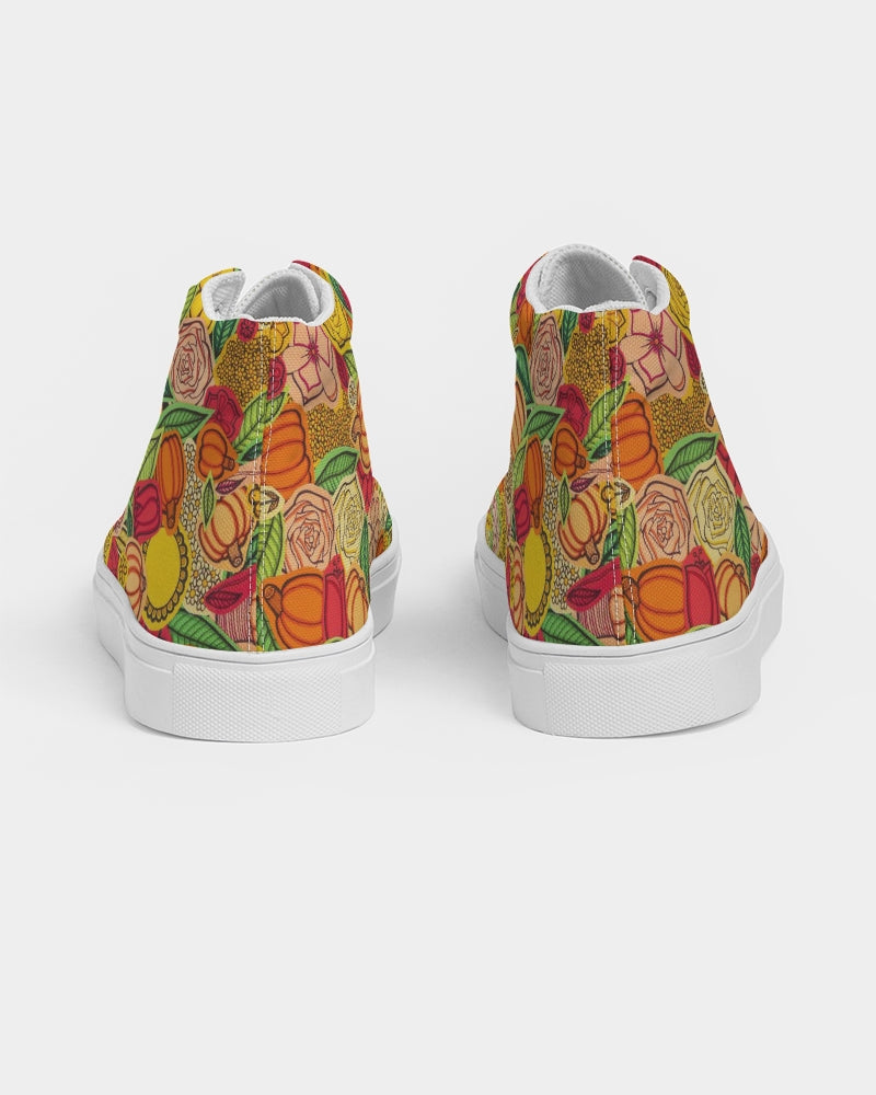 Citrouilles et Fleurs Women's Hightop Canvas Shoe