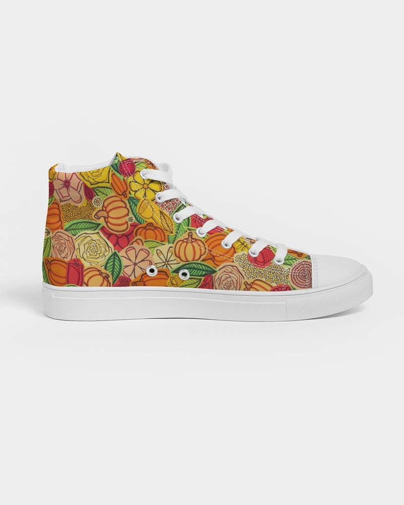 Citrouilles et Fleurs Women's Hightop Canvas Shoe