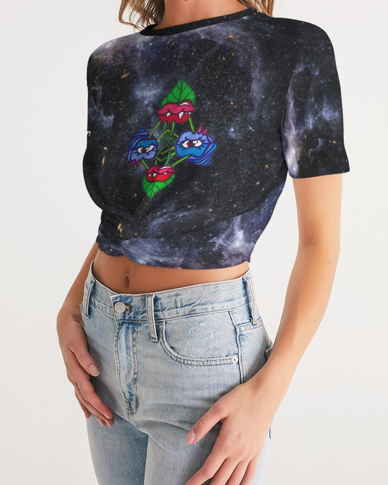 Galaxy (1) Women's Twist-Front Cropped Tee