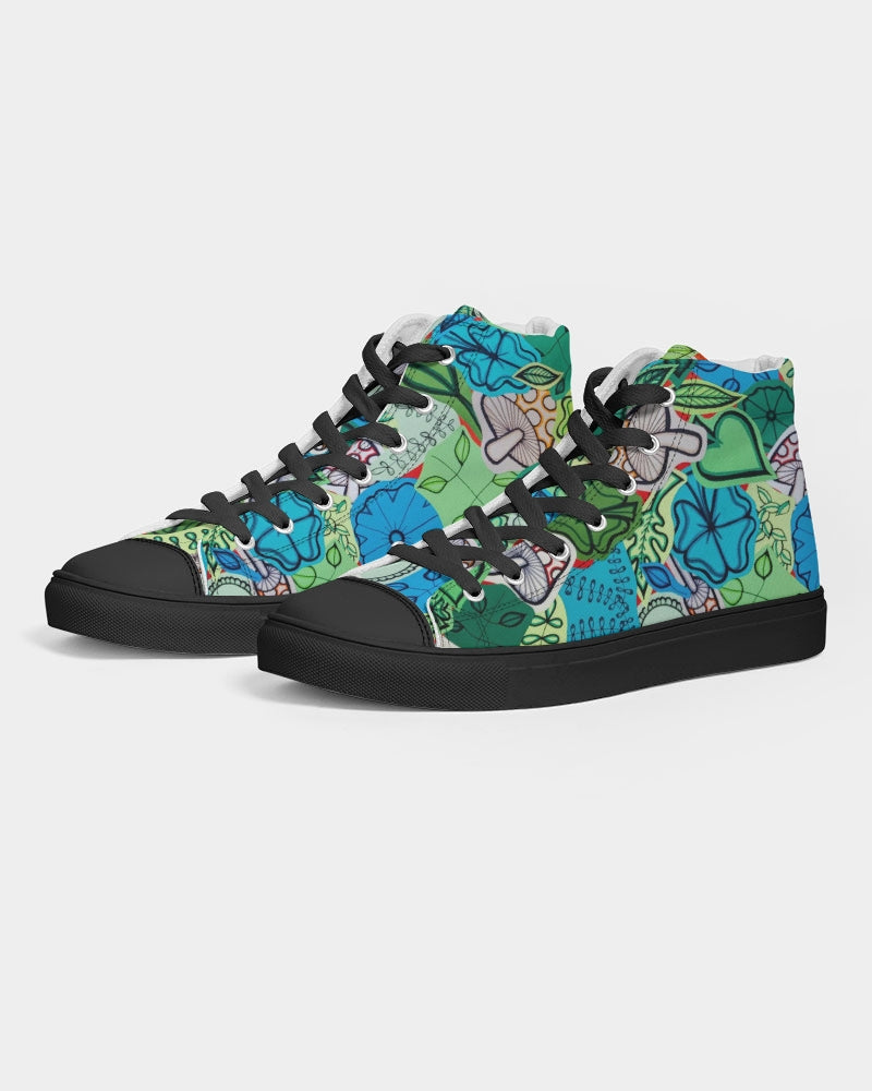 Fleurs et Trèfles Men's Hightop Canvas Shoe - Black