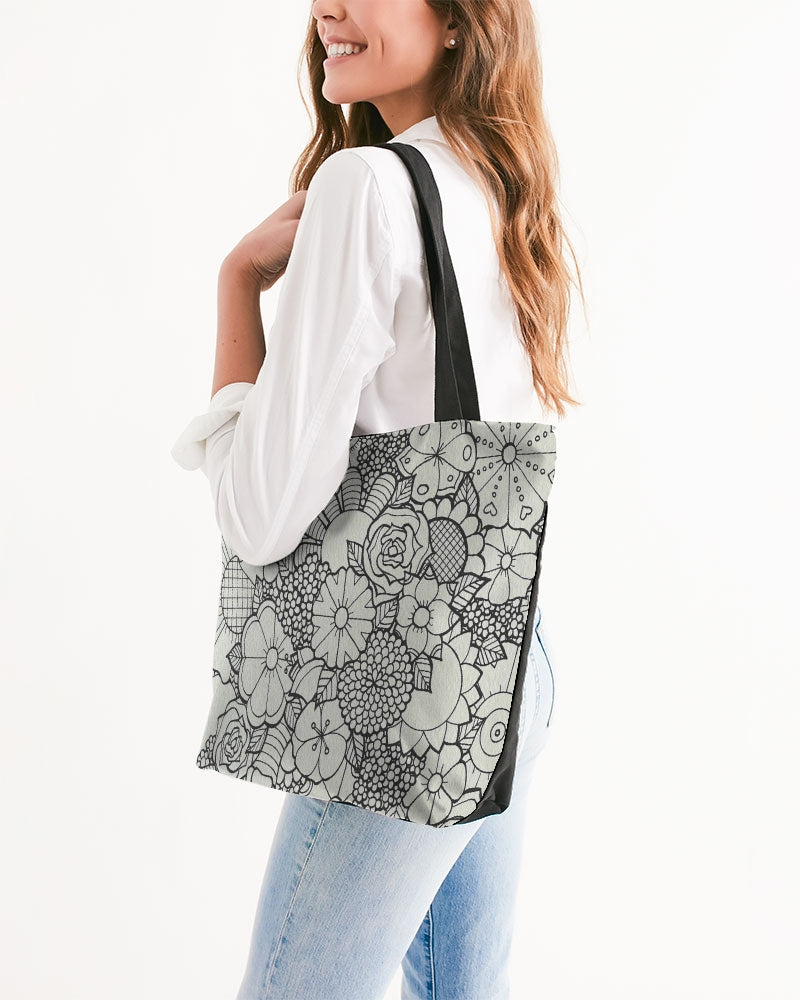 Les Fleurs - B&W Canvas Zip Tote