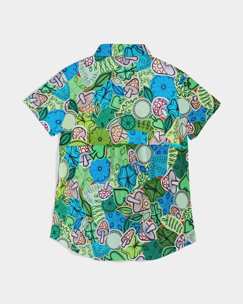 Fleurs et Trèfles Women's Short Sleeve Button Up