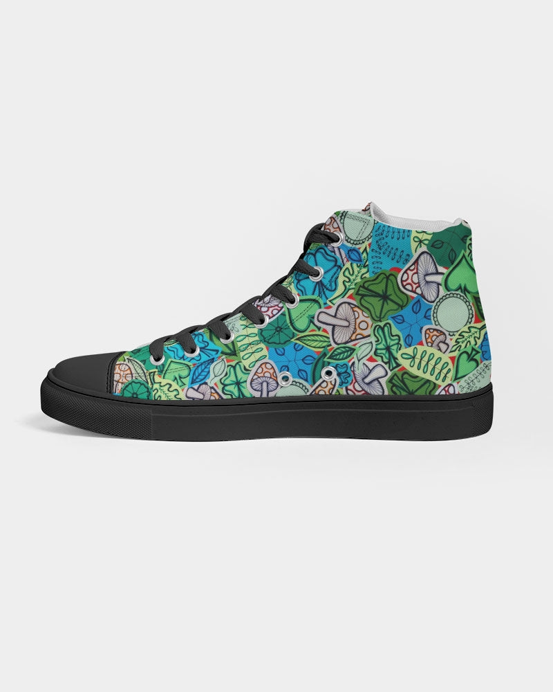 Fleurs et Trèfles Women's Hightop Canvas Shoe - Black