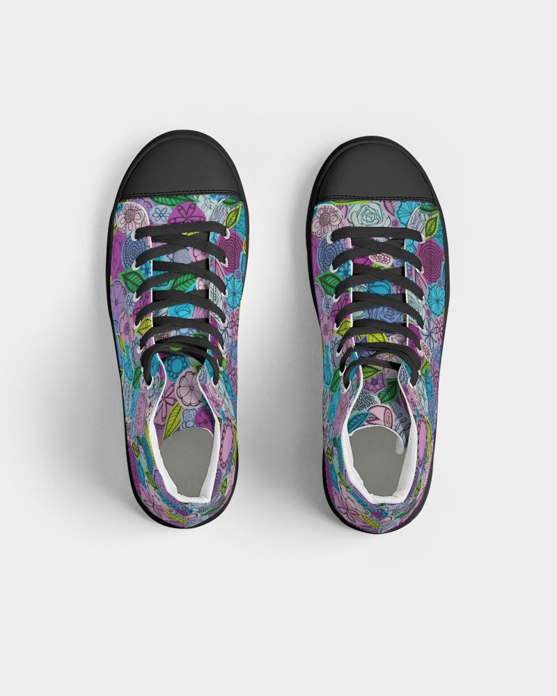 Les Fleurs Violettes Men's Hightop Canvas Shoe - Black