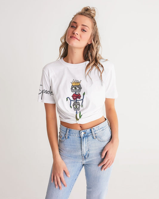 Phoebes Women's Twist-Front Cropped Tee