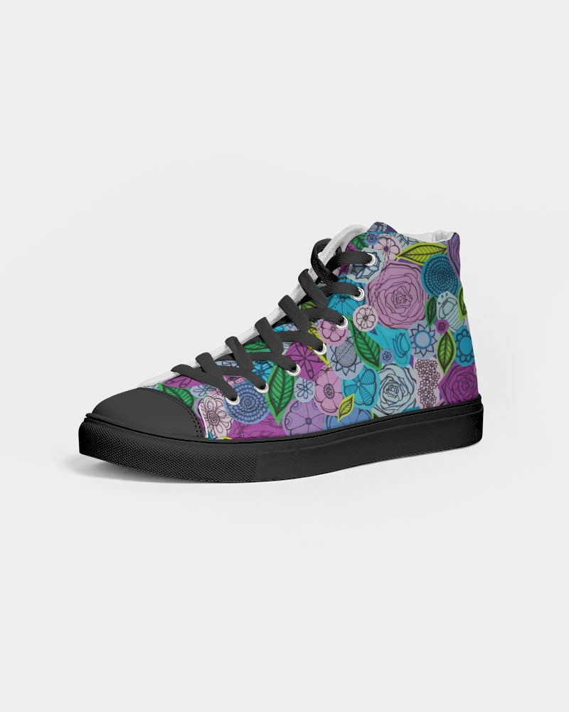 Les Fleurs Violettes Men's Hightop Canvas Shoe - Black