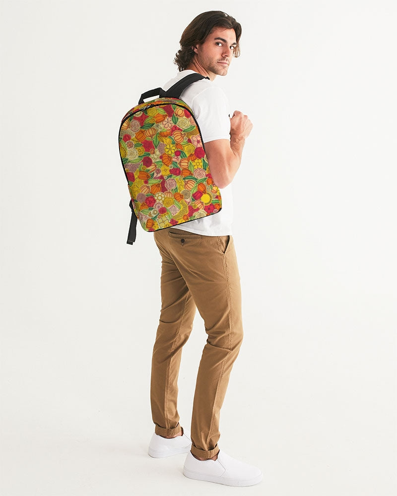 Citrouilles et Fleurs Large Backpack