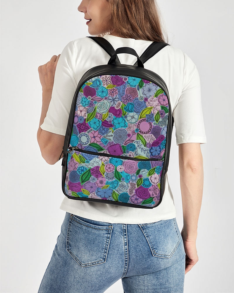 Les Fleurs Violettes Classic Faux Leather Backpack