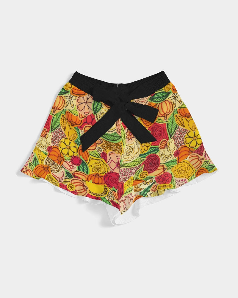 Citrouilles et Fleurs Women's Ruffle Shorts
