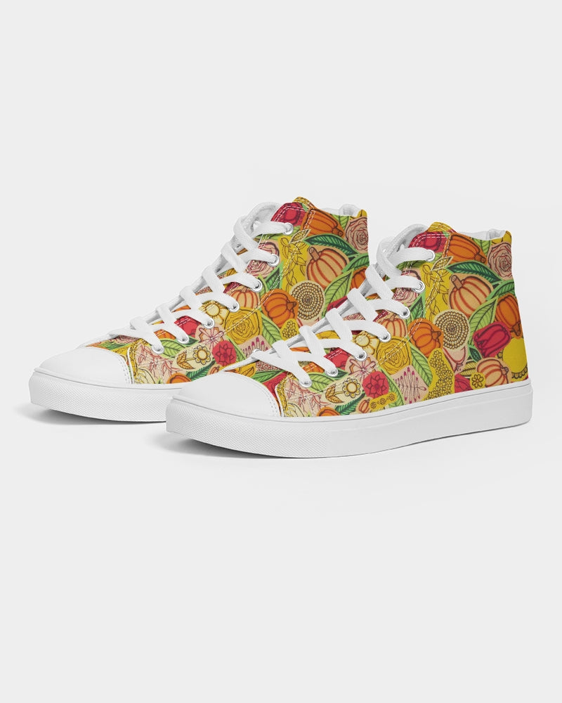 Citrouilles et Fleurs Men's Hightop Canvas Shoe